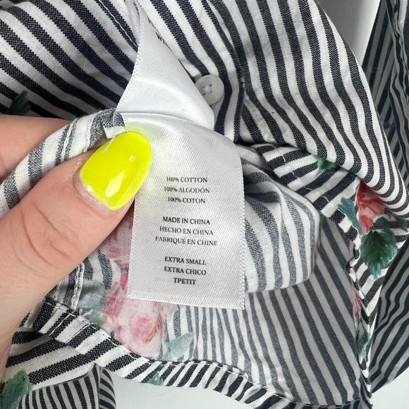 Rails Taylor Floral Stripe Shirt Buttondown Long Sleeves Size XS L2769 - Picture 6 of 10